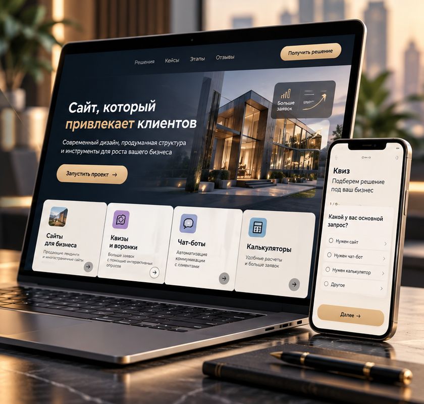 Макет сайта на ноутбуке и телефоне